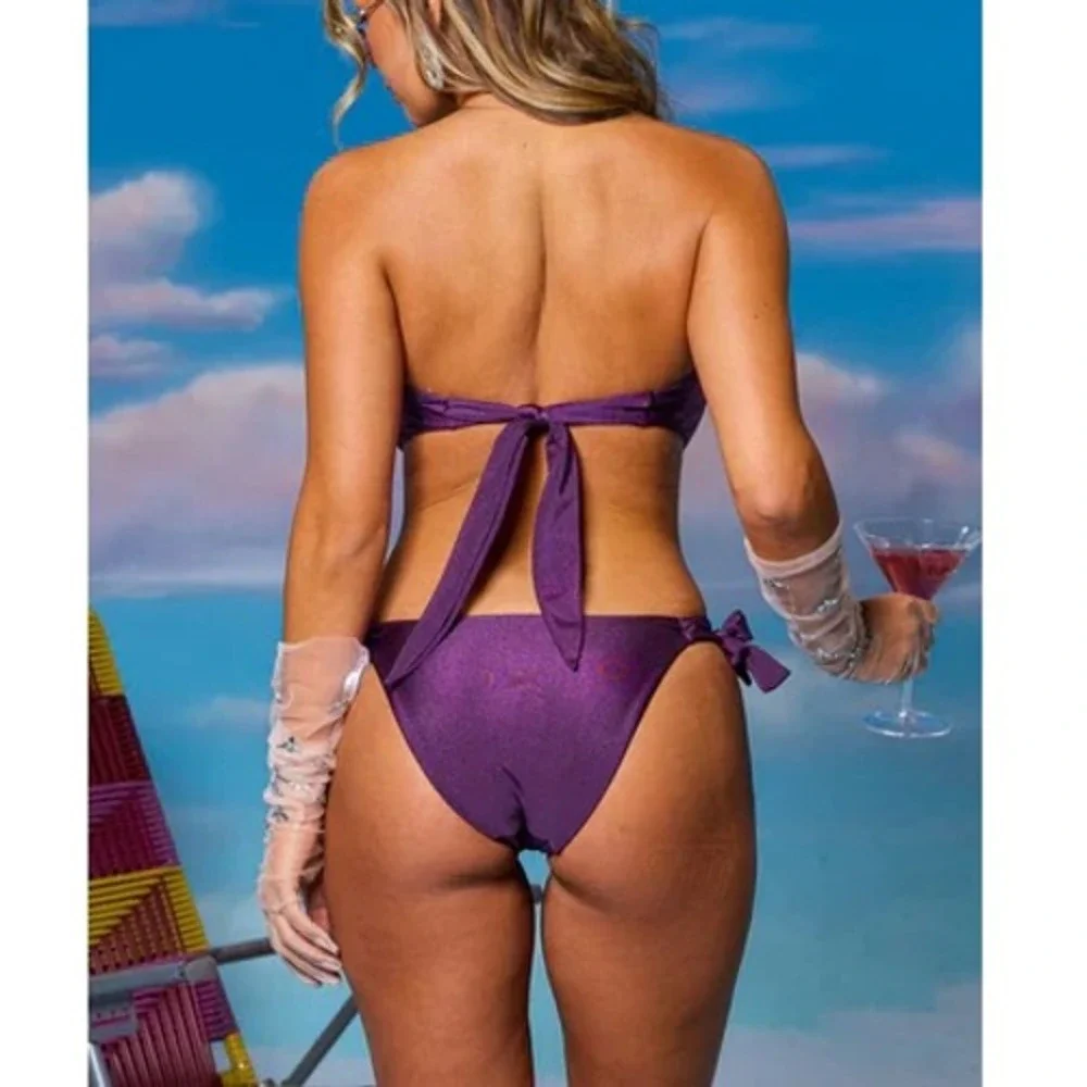 Kulani Kinis Women's Sugar Plum Cheeky Bow Tie Side Bikini Bottom Size XXL NWT